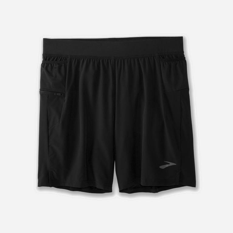 Brooks Sherpa 7 2-In-1 NZ - Men's Running Shorts - Black (51098-JHTC)